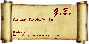 Geher Borbála névjegykártya